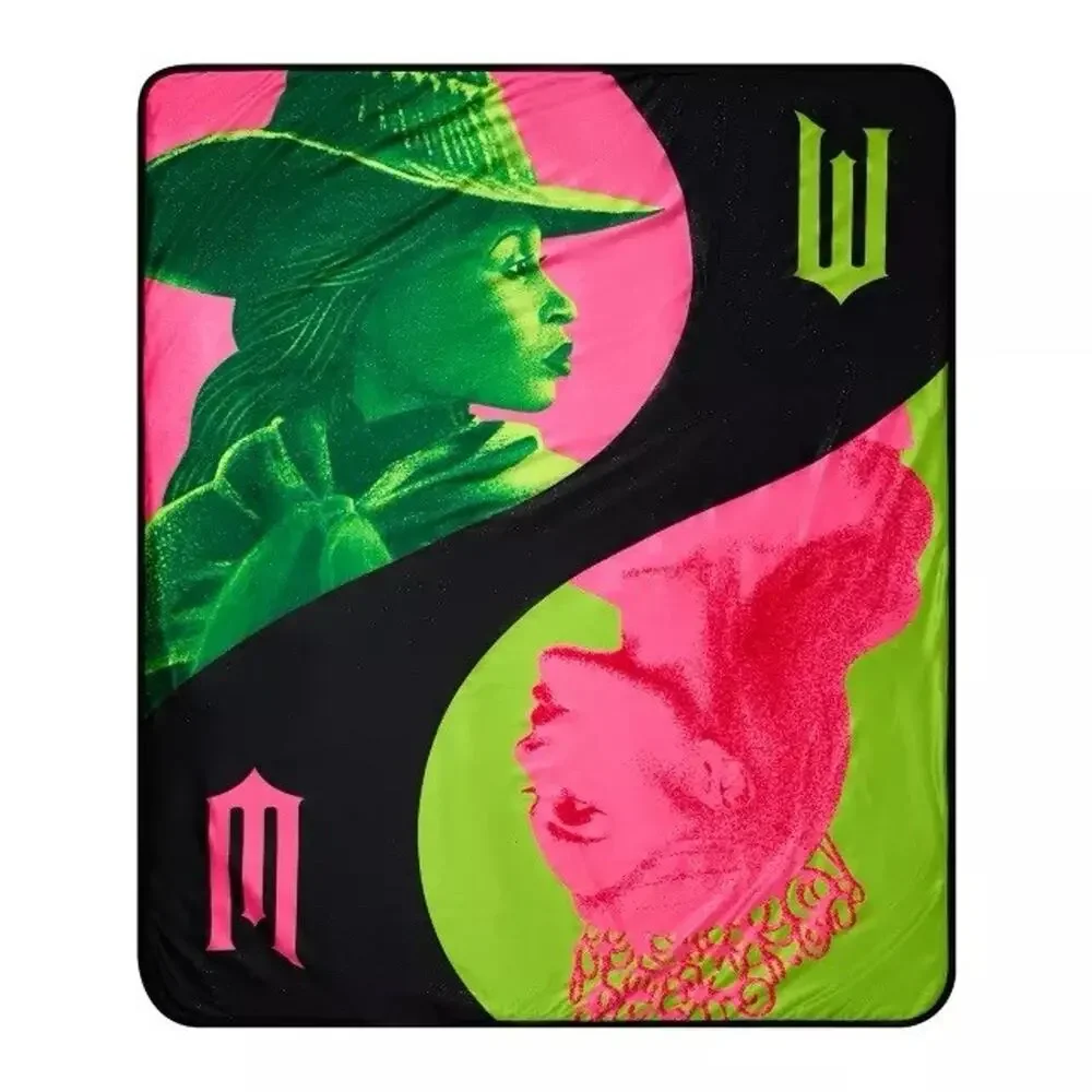 Spirit Halloween Wicked Reversible Throw Blanket Elphaba Glinda Wizard Oz 50x60